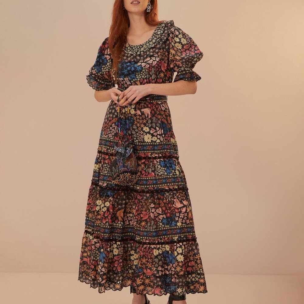 FARM RIO black jujus garden maxi dress
